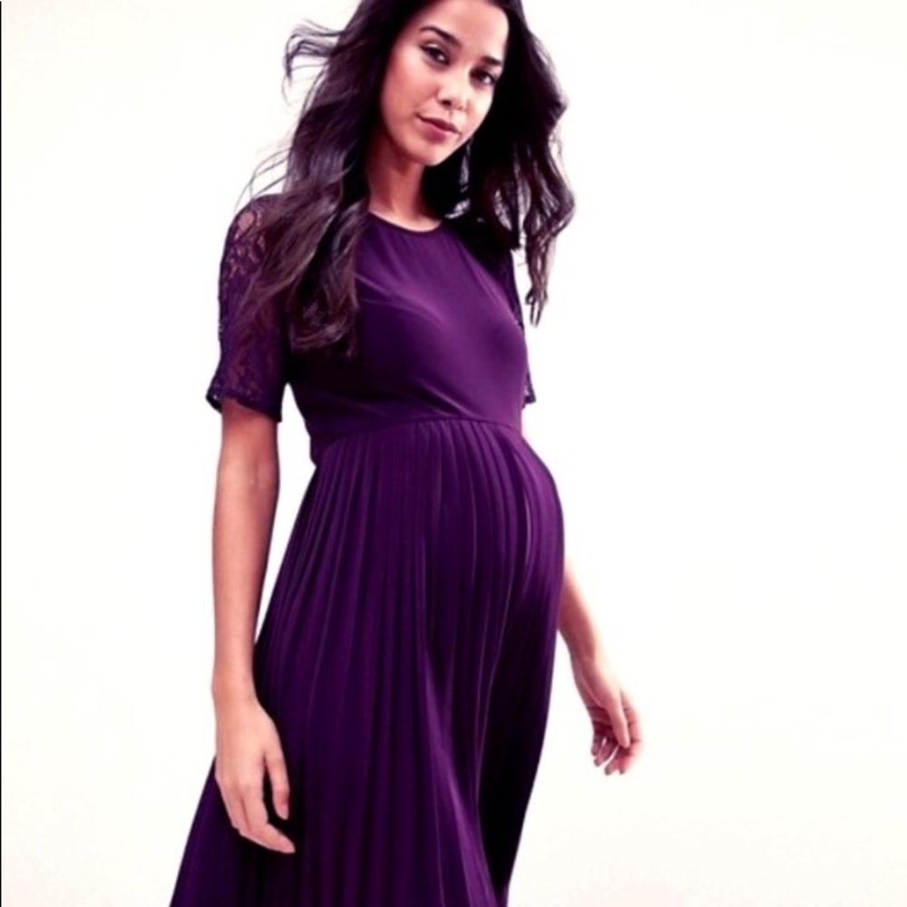ASOS pleated/ lace maternity dress